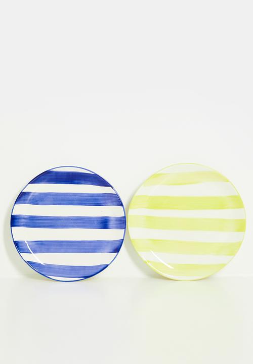 Urchin Art - Stripe side plate - Butter Yellow