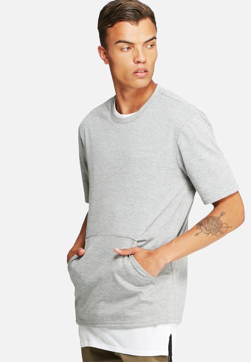 basicthread - Kangaroo pocket boxy tee - grey