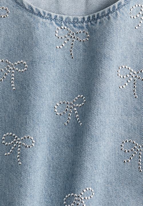 H&M - Embellished denim dress - light denim blue bows