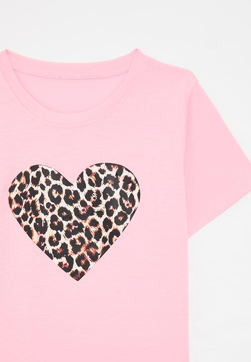 Pop Candy - Tee - pink/leopard print heart