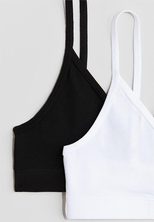 H&M - 2-Pack v-neck crop tops - black & white