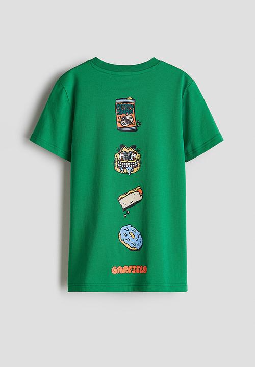 H&M - Print-motif cotton T-shirt - green garfield