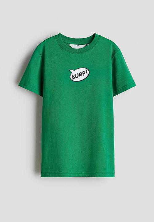 H&M - Print-motif cotton T-shirt - green garfield