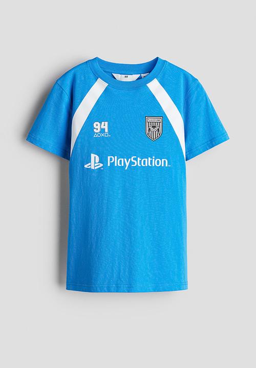 H&M - Print-motif cotton T-shirt - bright blue playstation