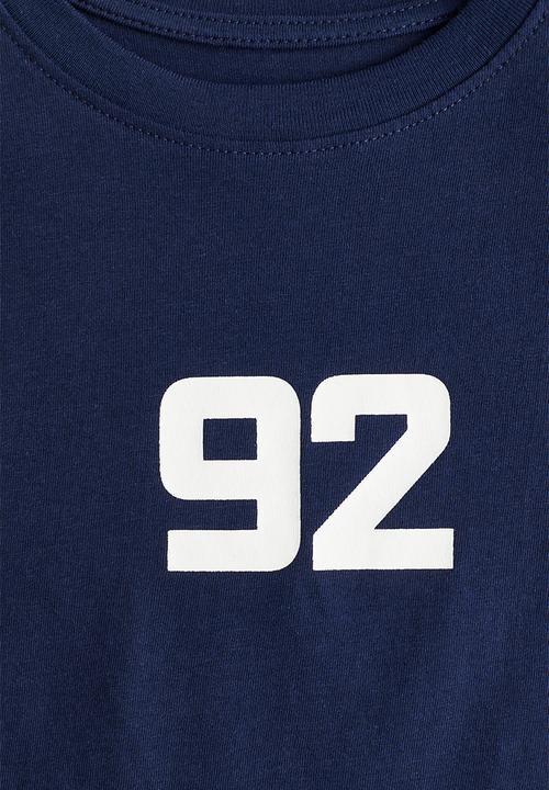 H&M - Printed cotton T-shirt - navy blue 92