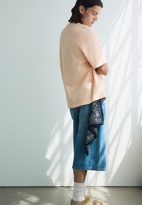 H&M - Loose fit printed t-shirt - peach pink postage stamp