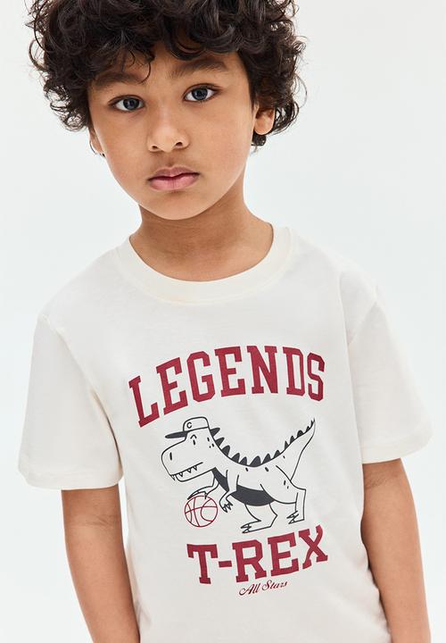 H&M - Printed cotton T-shirt - white legends t-rex