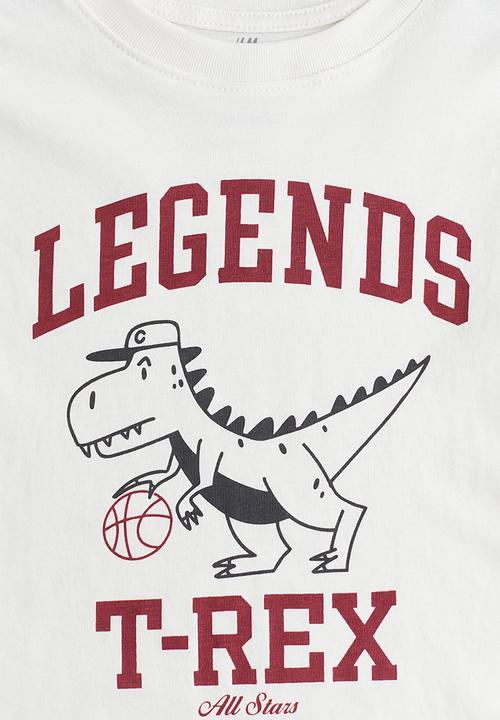 H&M - Printed cotton T-shirt - white legends t-rex