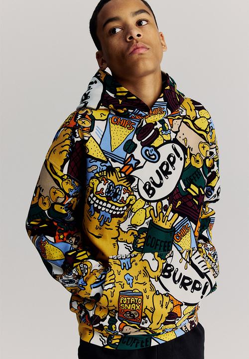 Printed hoodie - orange garfield - 1296488002