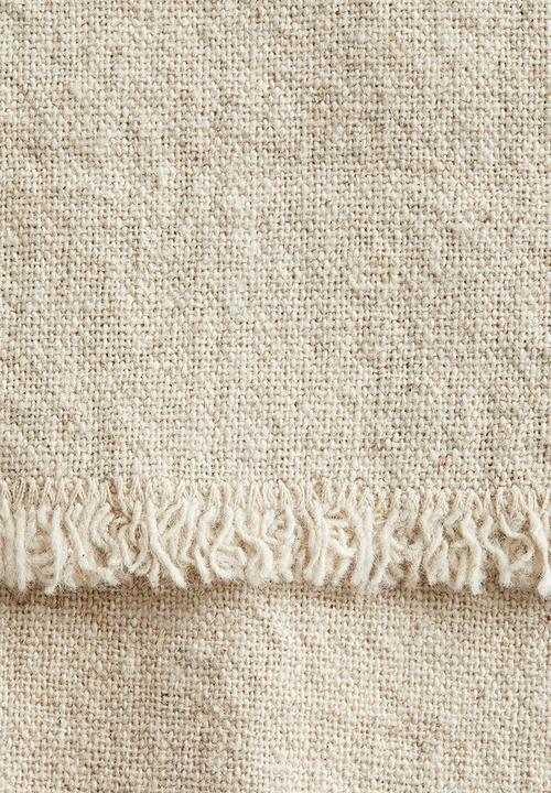 H&M - Linen-blend fringed table runner - light beige