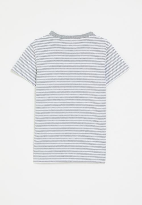 Pop Candy - Truck embroidered tee - grey stripes
