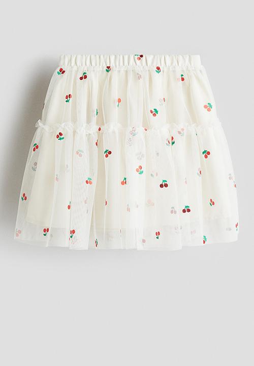 H&M - Tulle skirt - light beige cherries