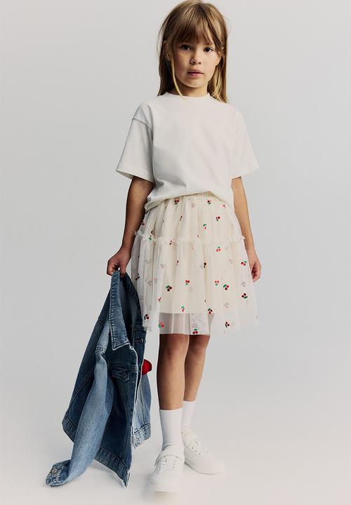 H&M - Tulle skirt - light beige cherries