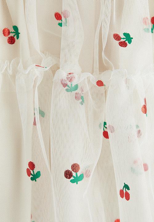 H&M - Tulle skirt - light beige cherries