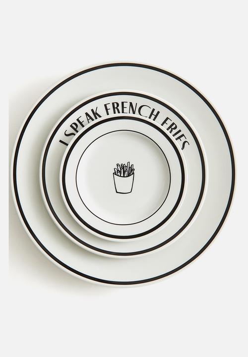 H&M - Small porcelain plate - white/chips