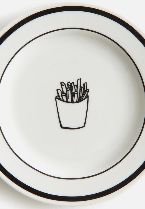 H&M - Small porcelain plate - white/chips