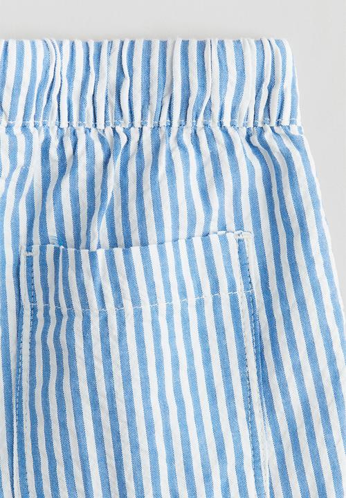 H&M - Cotton seersucker shorts - light blue striped