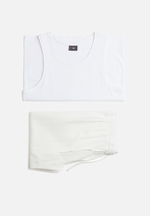 H&M - Pyjama vest top and bottoms - white