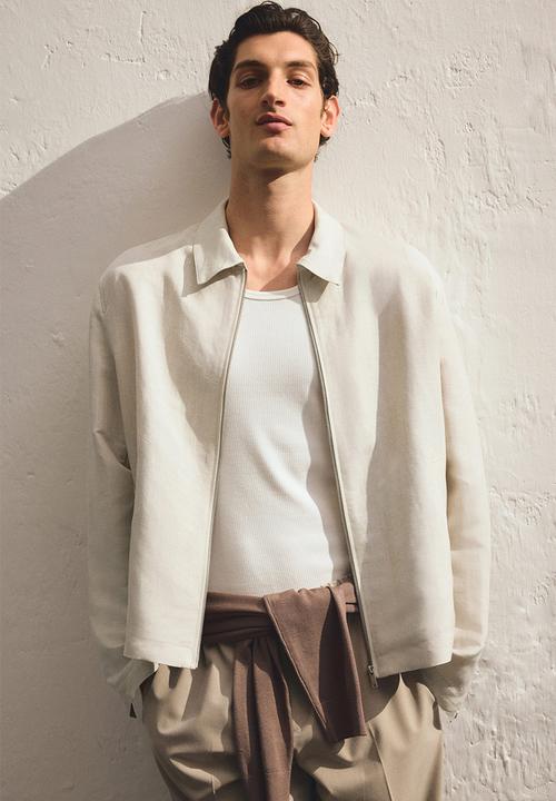H&M - Regular fit linen-blend jacket - light beige
