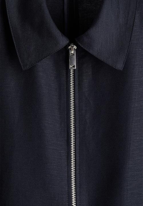 H&M - Regular fit linen-blend jacket - navy blue 