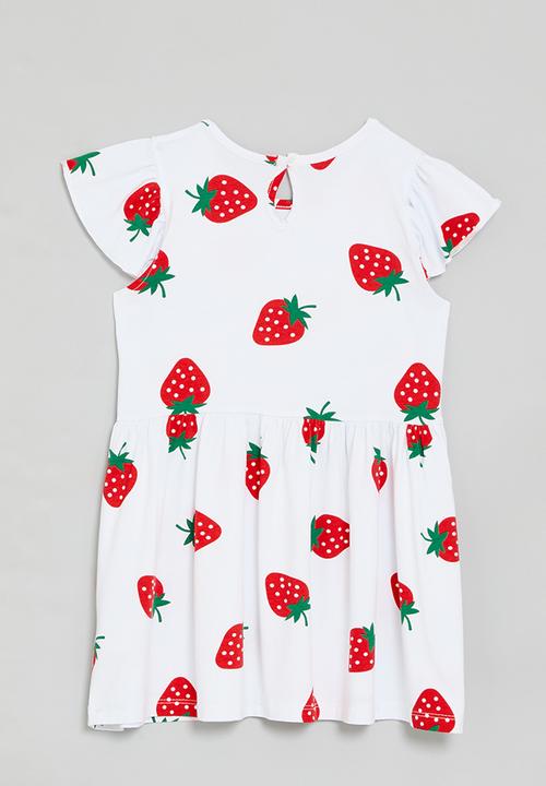 Pop Candy - Strawberry all-over-print casual dress - white