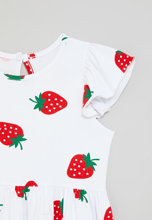 Pop Candy - Strawberry all-over-print casual dress - white