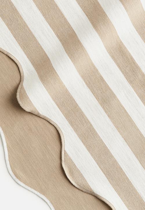 H&M - 2-Pack scallop-edged tea towels - beige/striped
