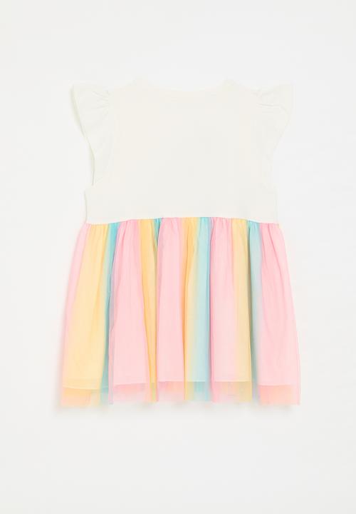 Pop Candy - Unicorn graphic combo dress - cream/multi
