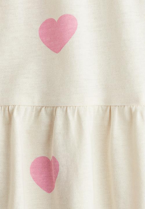 H&M - Printed cotton dress - cream hearts