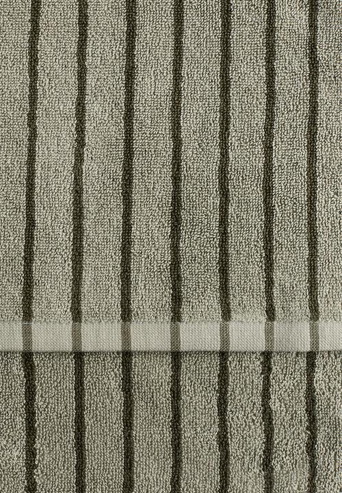 H&M - Striped bath towel - sage green/black striped 