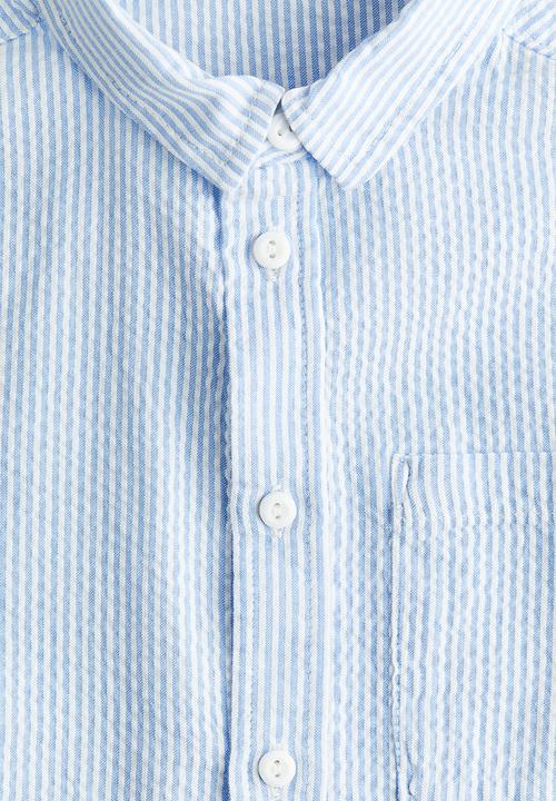 H&M - Cotton seersucker shirt - light blue striped