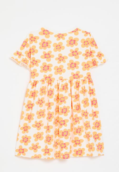 Pop Candy - Floral all-over print dress - white/orange