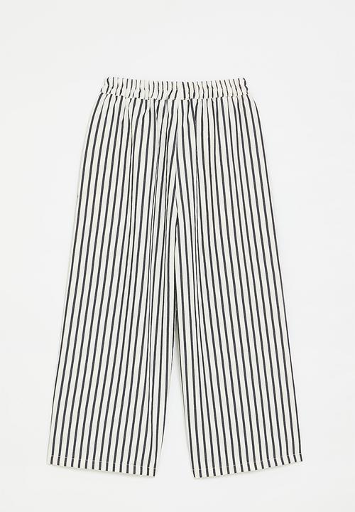 Pop Candy - Wide casual pants - white/black stripes