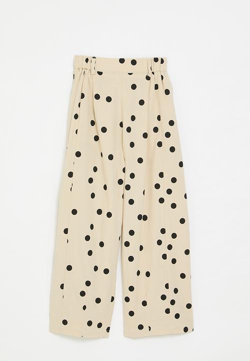 Pop Candy - Wide leg pants - wheat/polka dots