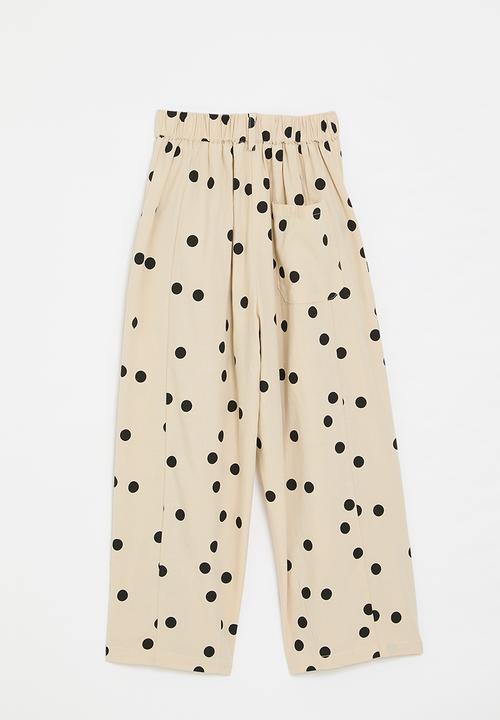 Pop Candy - Wide leg pants - wheat/polka dots