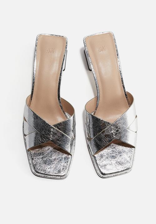 H&M - Block-heeled sandals - silver coloured
