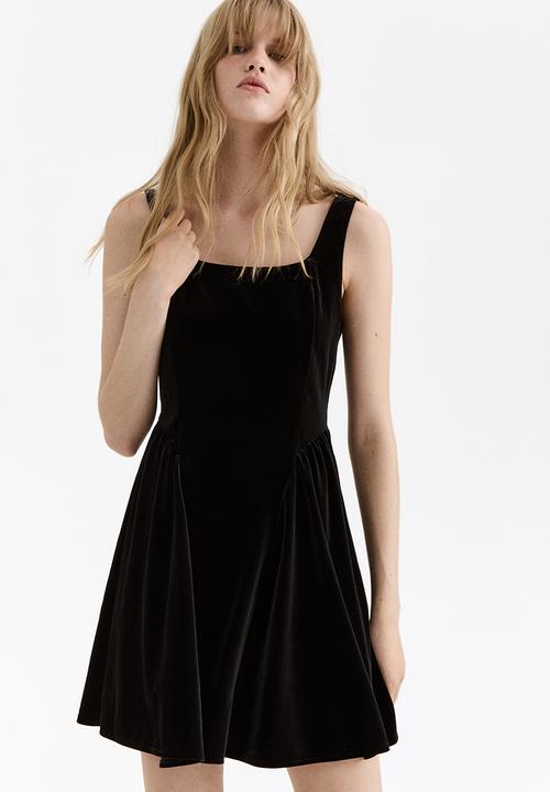 H&M - Sleeveless velour dress - black