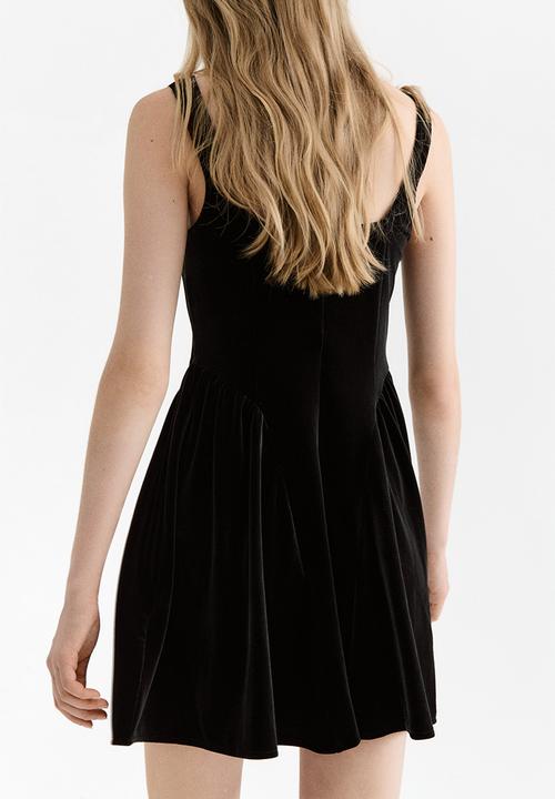 H&M - Sleeveless velour dress - black