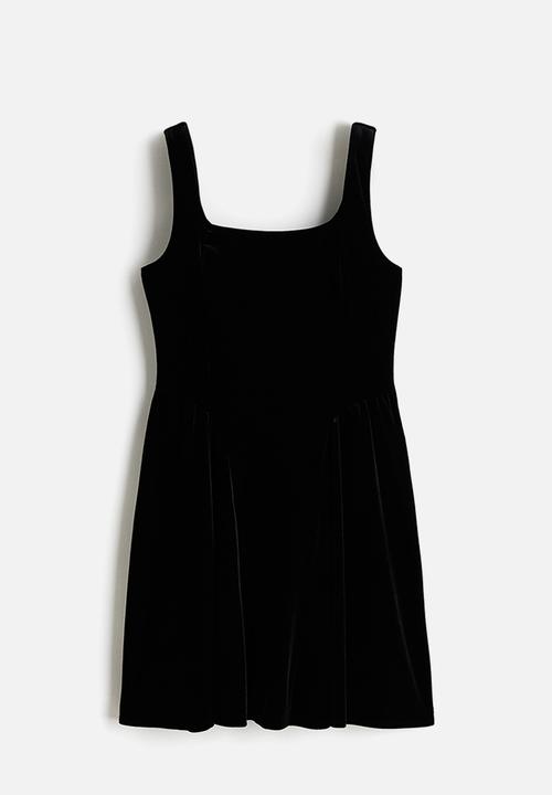 H&M - Sleeveless velour dress - black