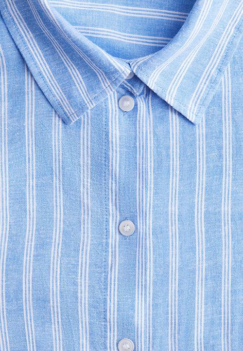 H&M - Oversized linen-blend shirt - light blue striped