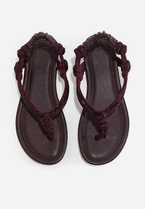 H&M - Rhinestone-embellished sandals - burgundy