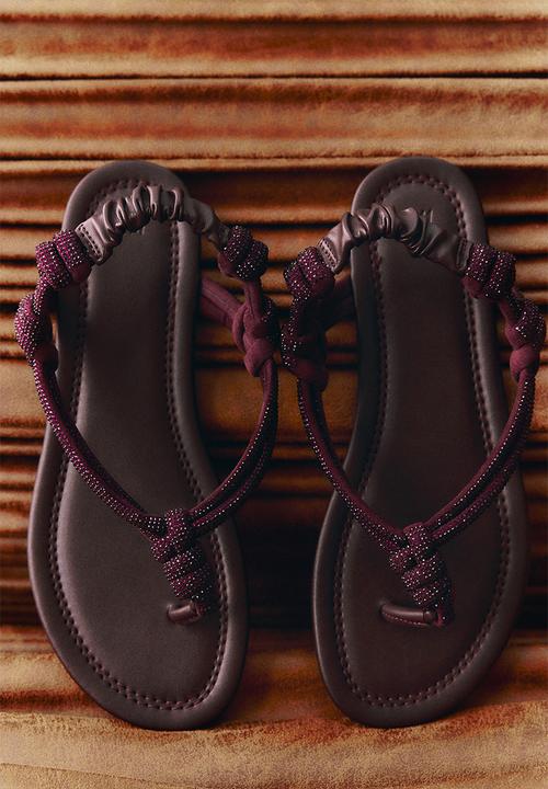 H&M - Rhinestone-embellished sandals - burgundy