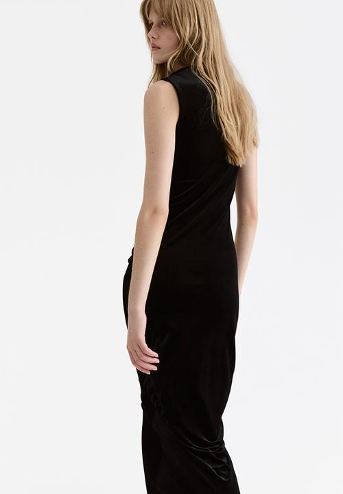 H&M - Sleeveless velour dress - black