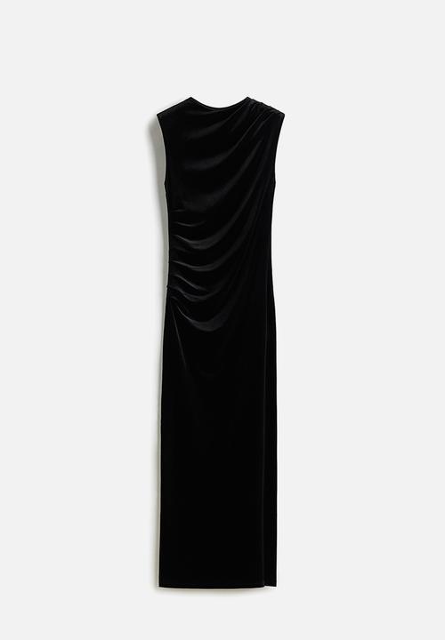 H&M - Sleeveless velour dress - black