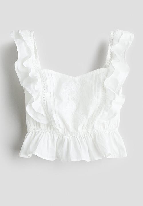 H&M - Flutter-sleeved cotton top - white