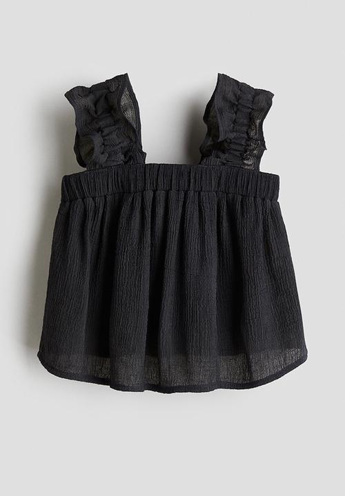 H&M - Crinkled chiffon top - dark grey 