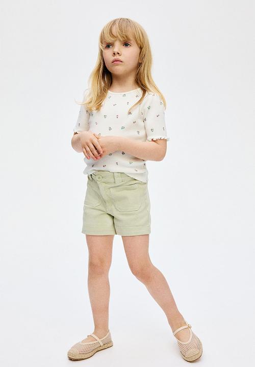 H&M - Ribbed cotton top -white/floral 