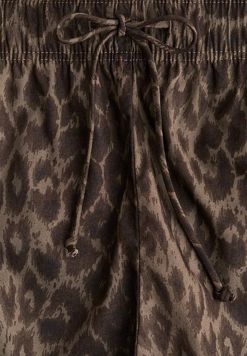 H&M - Cotton drawstring shorts - beige/leopard print
