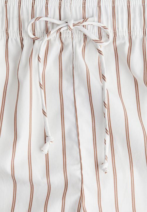 H&M - Cotton drawstring shorts - white/beige striped