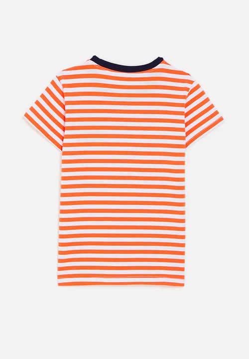 Pop Candy - Locomotive embroidered tee - orange stripe